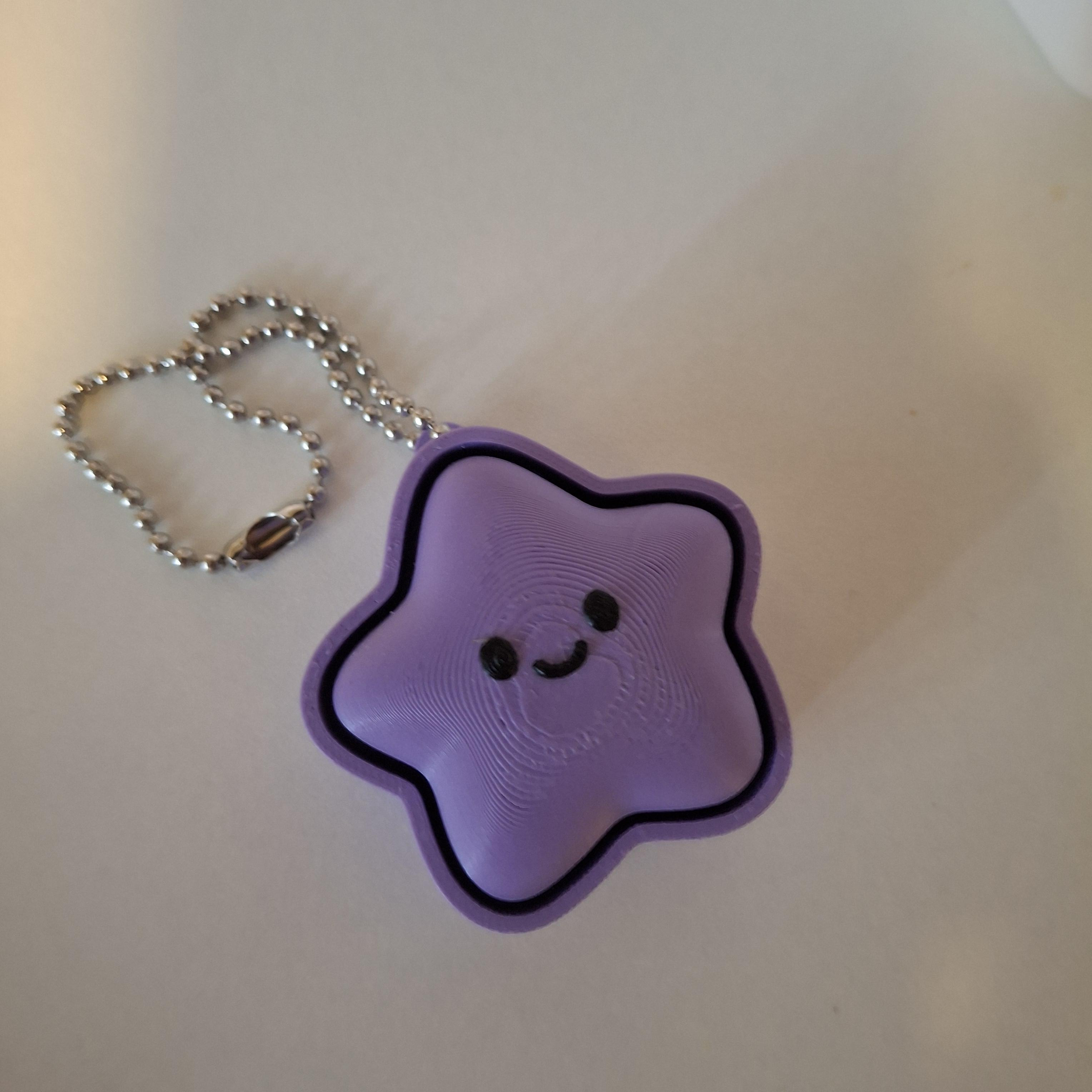 3D Geprinte Ster Fidget Clicker Sleutelhanger met Smiley