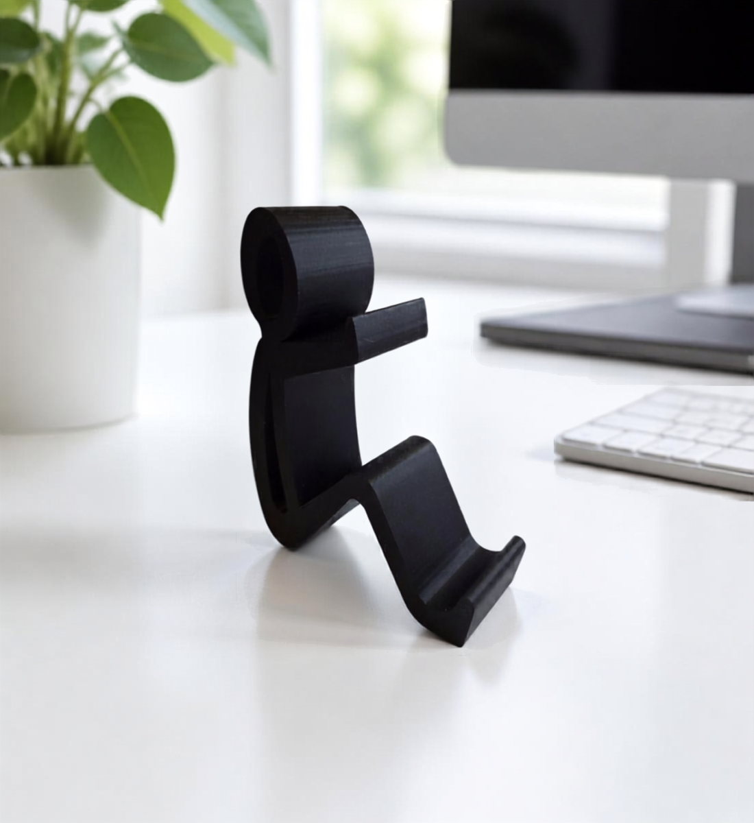 3D-geprinte zwarte telefoonstandaard voor smartphone